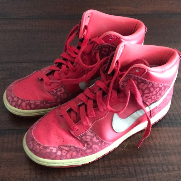 red nike cheetah print